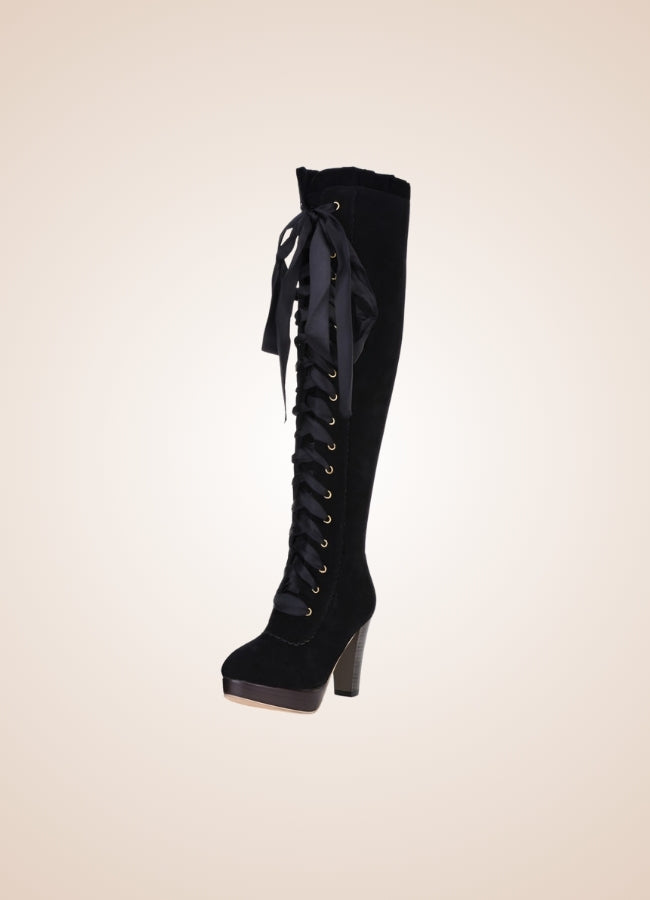 Ribbons Lace Steampunk Boots UK