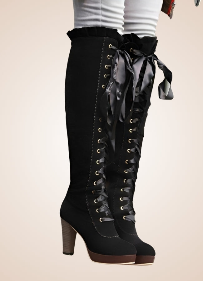 Ribbons Lace Steampunk Boots UK