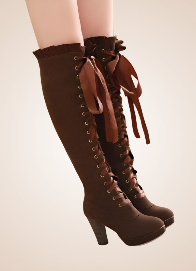 Ribbons Lace Steampunk Boots UK