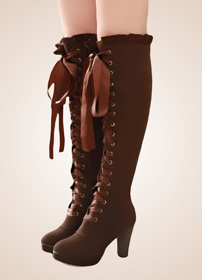 Ribbons Lace Steampunk Boots UK