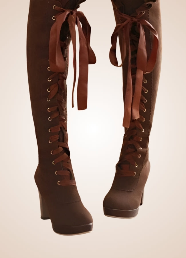 Ribbons Lace Steampunk Boots UK