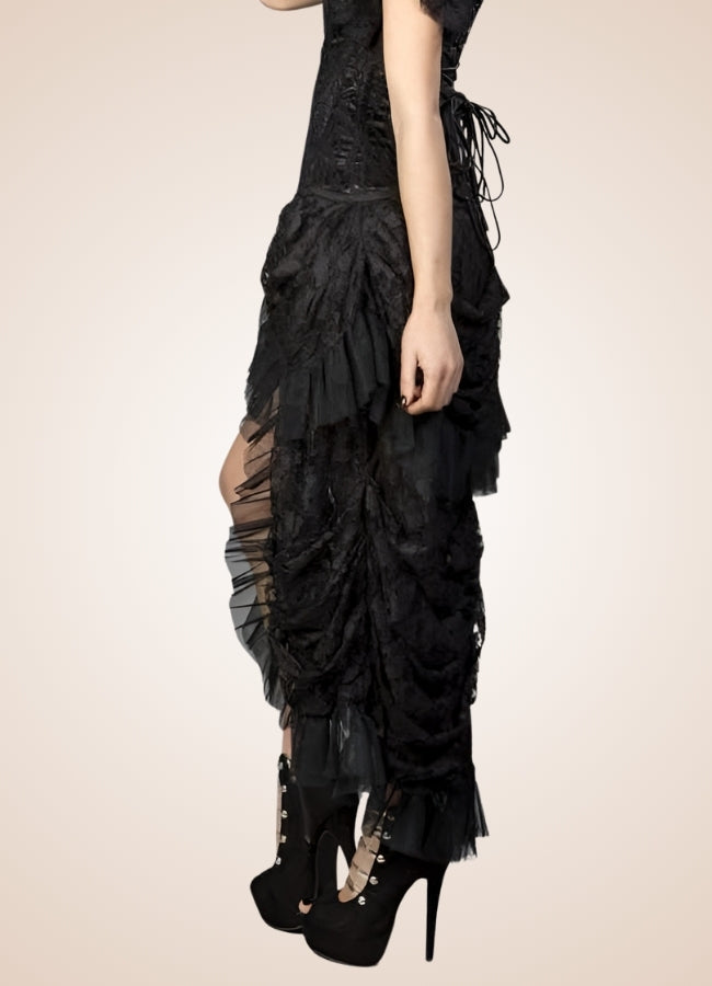 Ruffled Mesh Steampunk Skirt UK