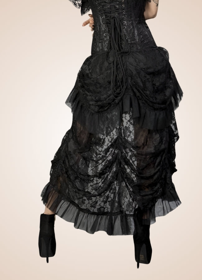 Ruffled Mesh Steampunk Skirt UK