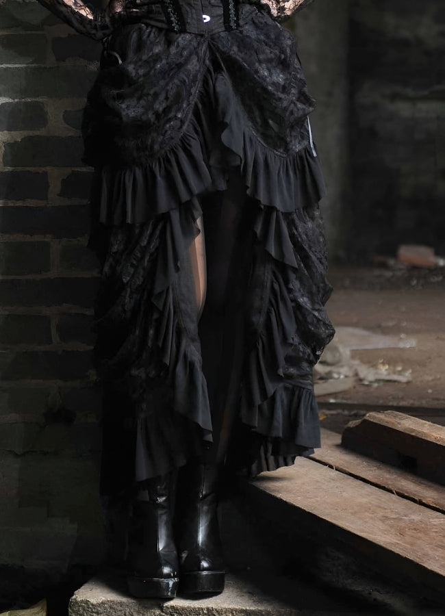 Ruffled Mesh Steampunk Skirt UK