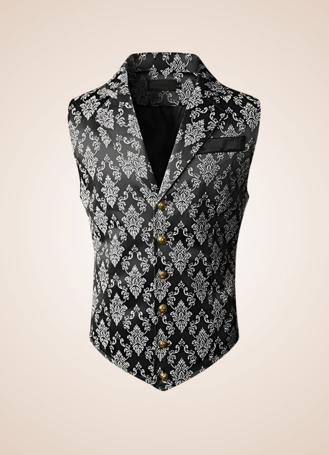 Silver Steampunk V Neck Vest UK