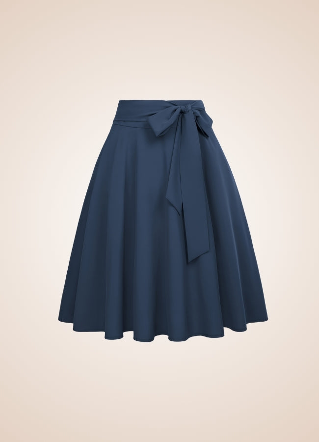 Solid Color Ribbon Midi Skirt UK