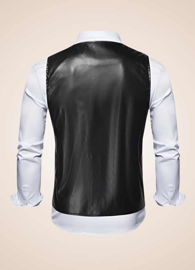 Steampunk Black Leather Gilet UK