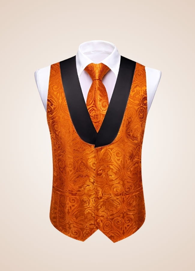 Steampunk Black Orange Suit Vest UK