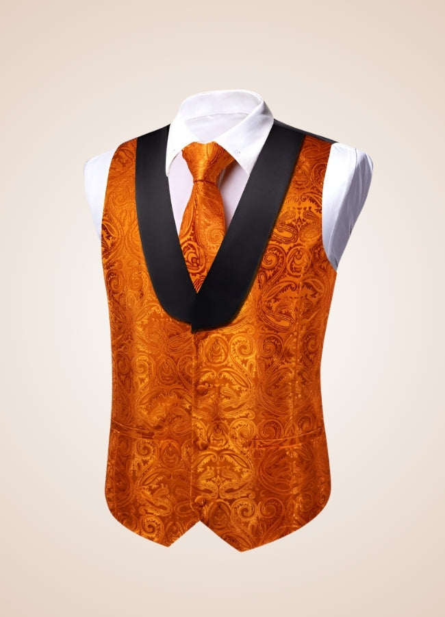Steampunk Black Orange Suit Vest UK