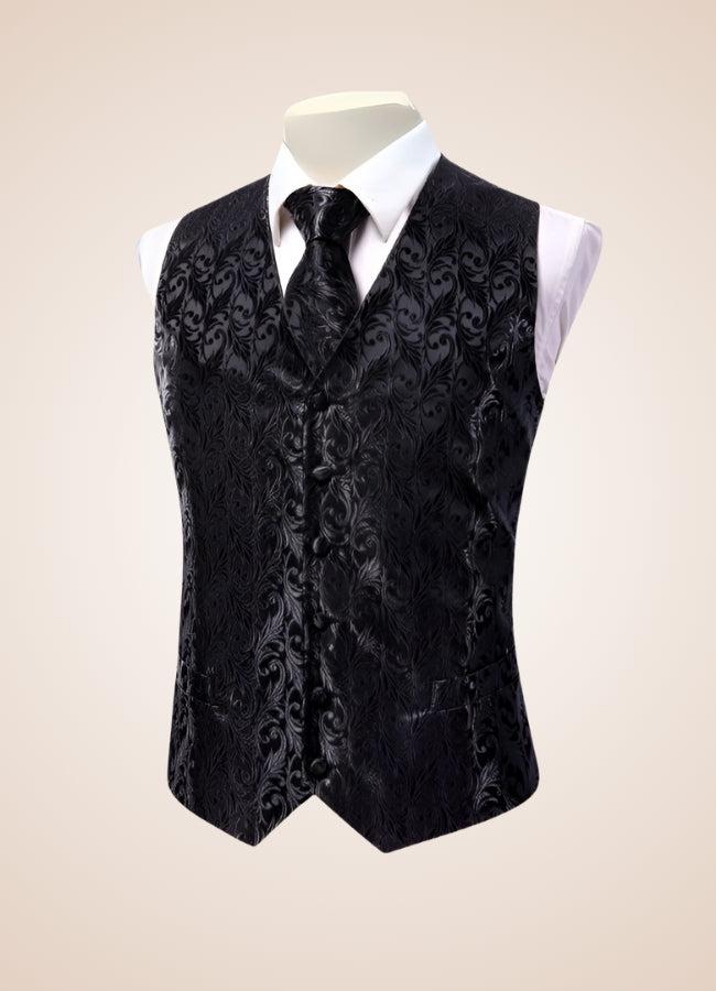 Steampunk Black Pattern Suit Vest UK