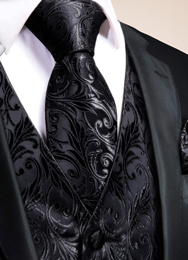 Steampunk Black Pattern Suit Vest UK