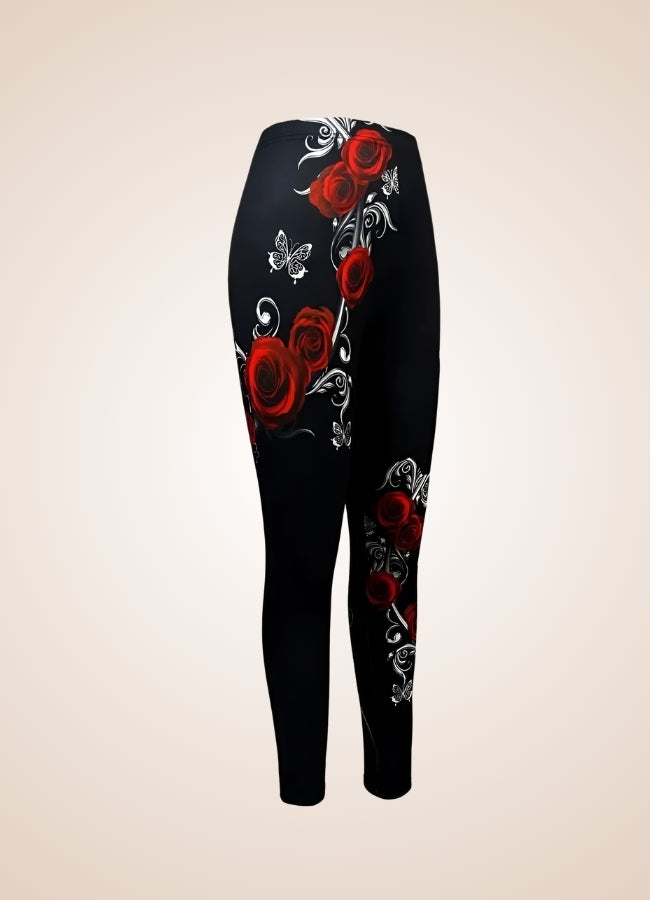 Steampunk Black Roses Legging UK