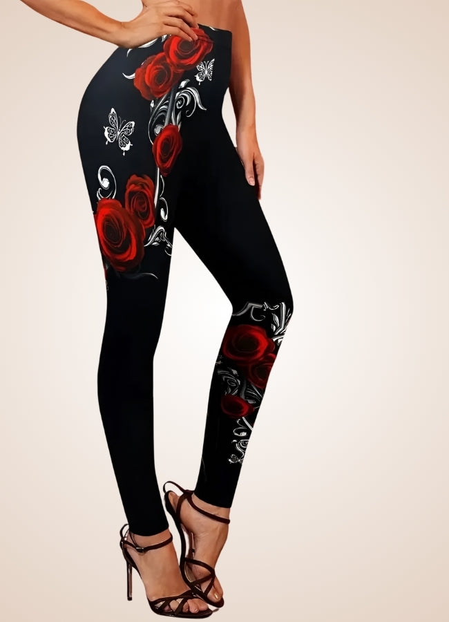 Steampunk Black Roses Legging UK
