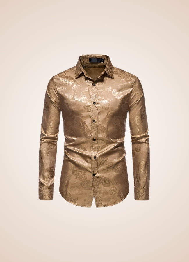 Steampunk Brown Flower Pattern Shirt UK