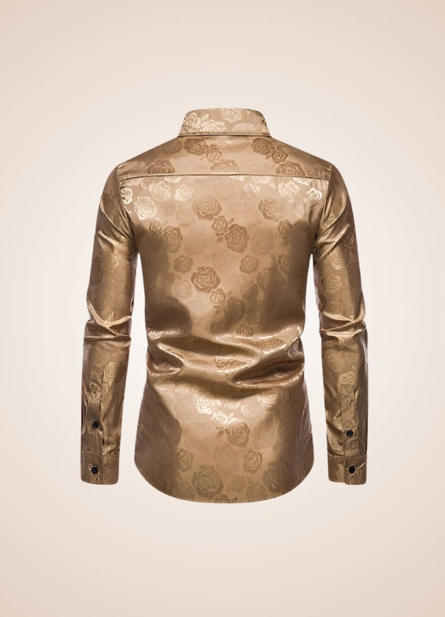 Steampunk Brown Flower Pattern Shirt UK