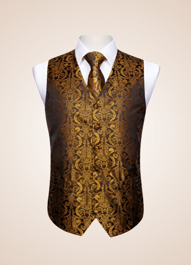 Steampunk Brown Gold Suit Vest UK