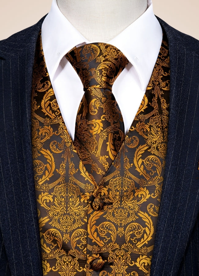 Steampunk Brown Gold Suit Vest UK