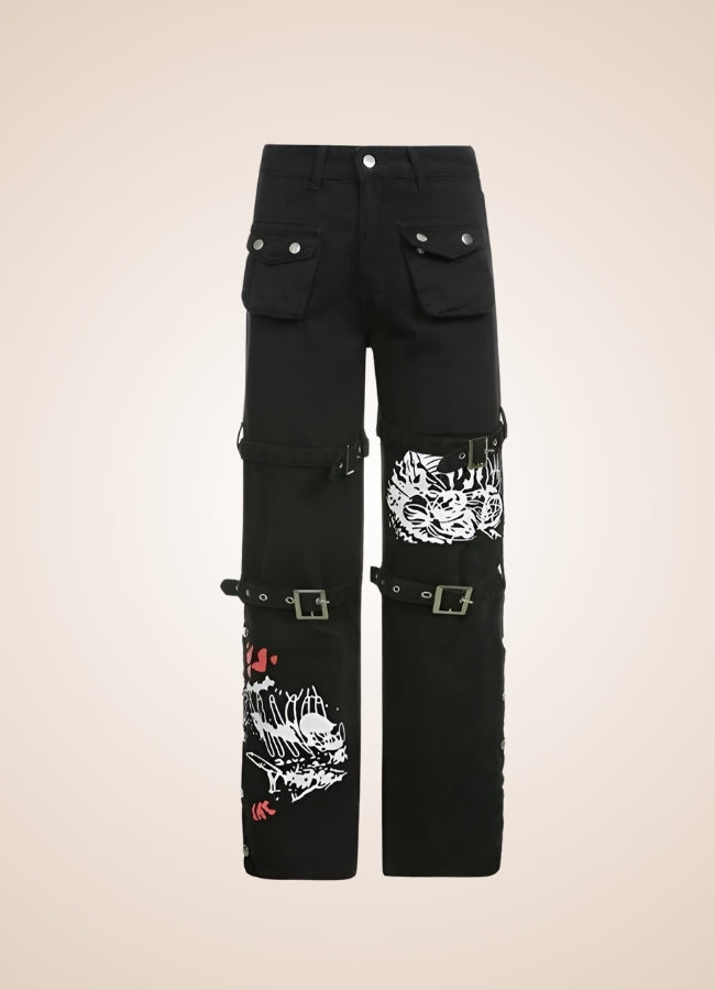 Steampunk Buckle Baggy Pants UK