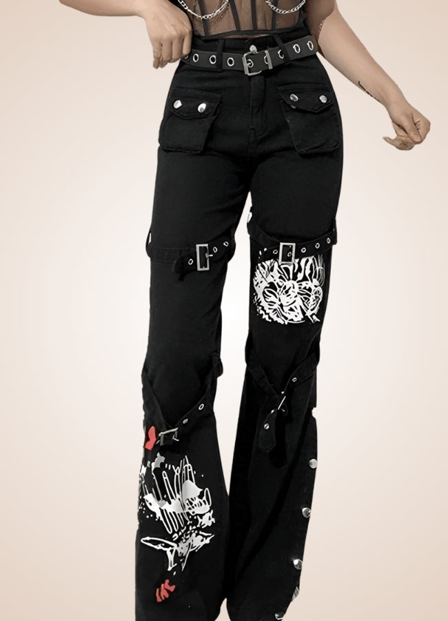 Steampunk Buckle Baggy Pants UK