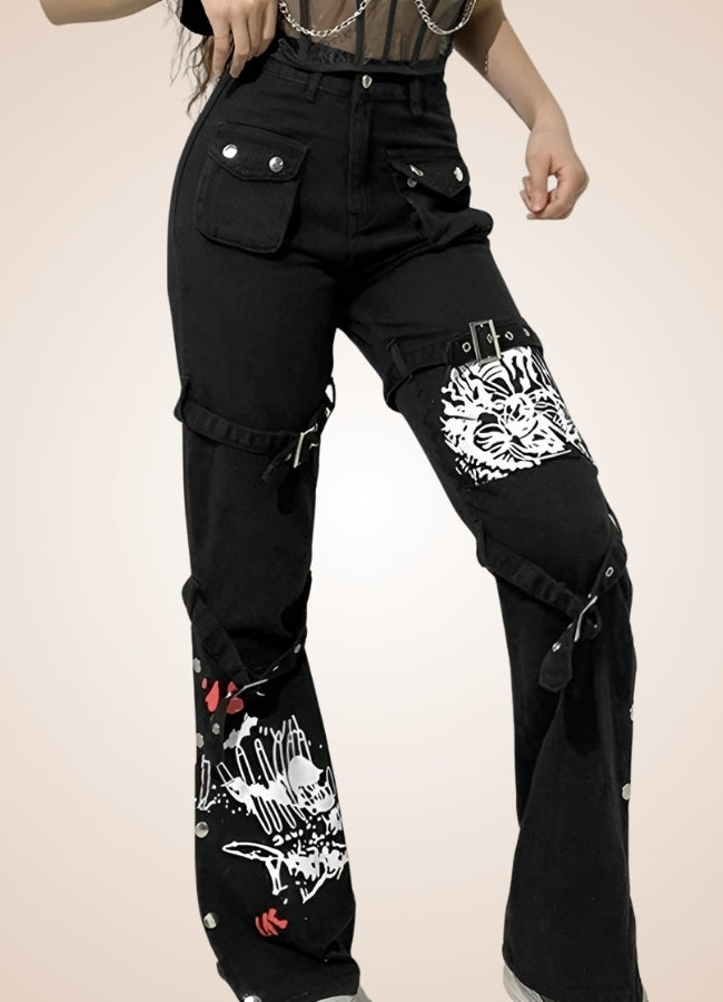 Steampunk Buckle Baggy Pants UK