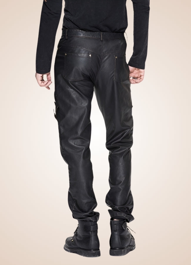 Steampunk Buckle Leather Pants UK