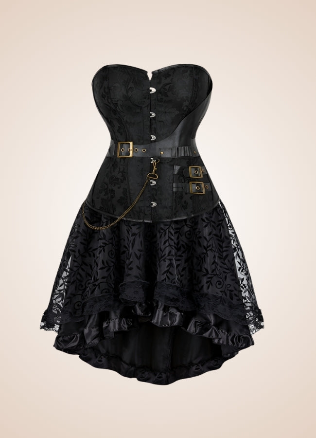 Steampunk Chain Leather Corset Dress UK