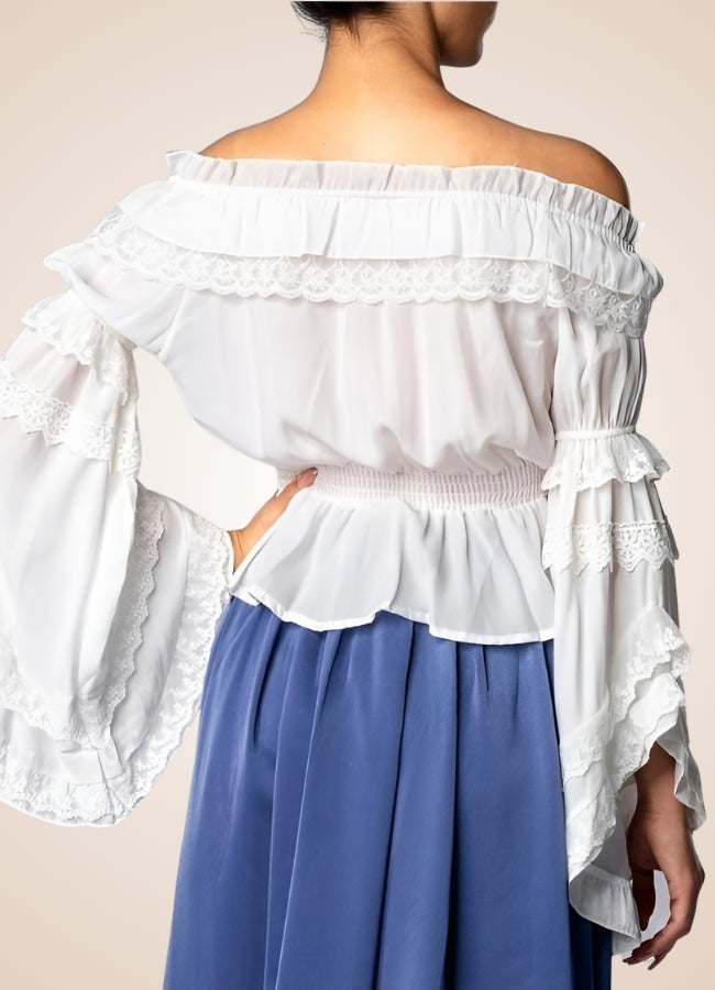 Steampunk Chiffon Ruffles Shirt UK
