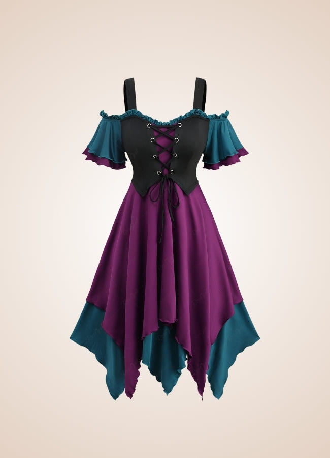 Steampunk Cold Shoulder Lace Dress UK