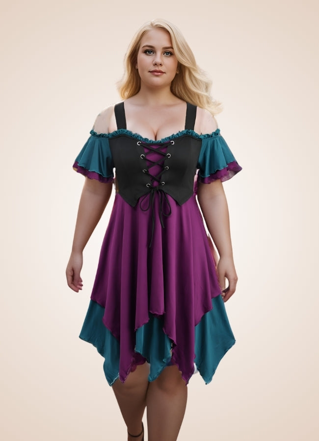Steampunk Cold Shoulder Lace Dress UK