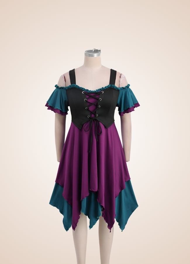 Steampunk Cold Shoulder Lace Dress UK