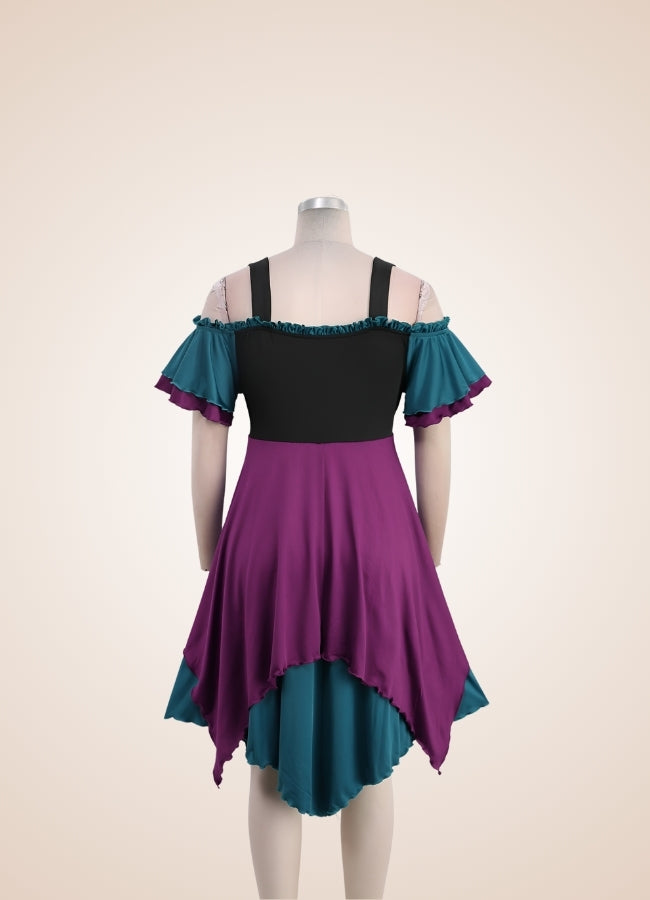 Steampunk Cold Shoulder Lace Dress UK