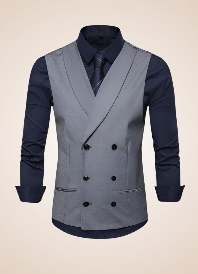 Steampunk Double Breasted Grey Vest UK