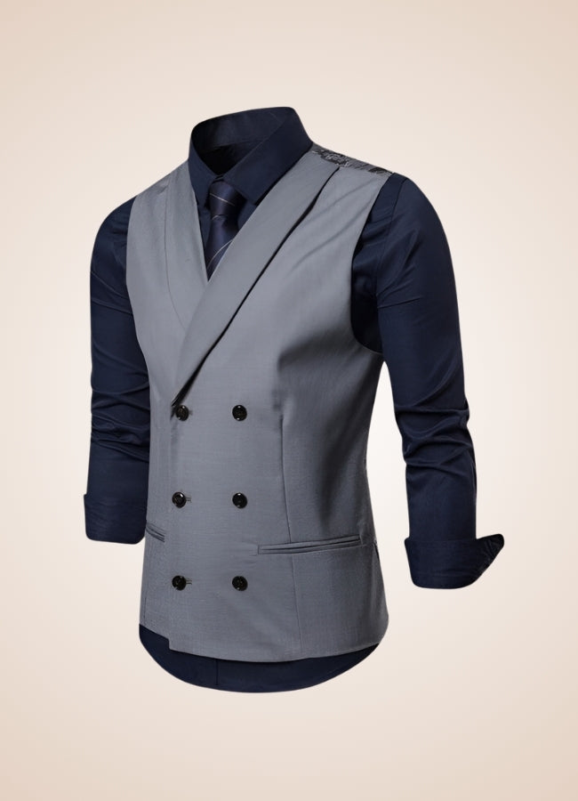 Steampunk Double Breasted Grey Vest UK