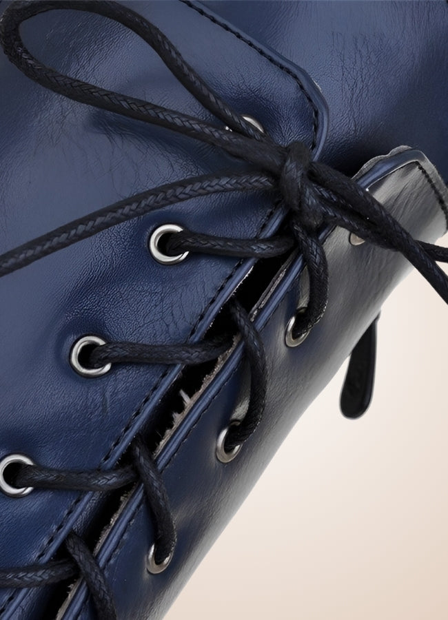 Steampunk Faux Leather Lace Boots UK