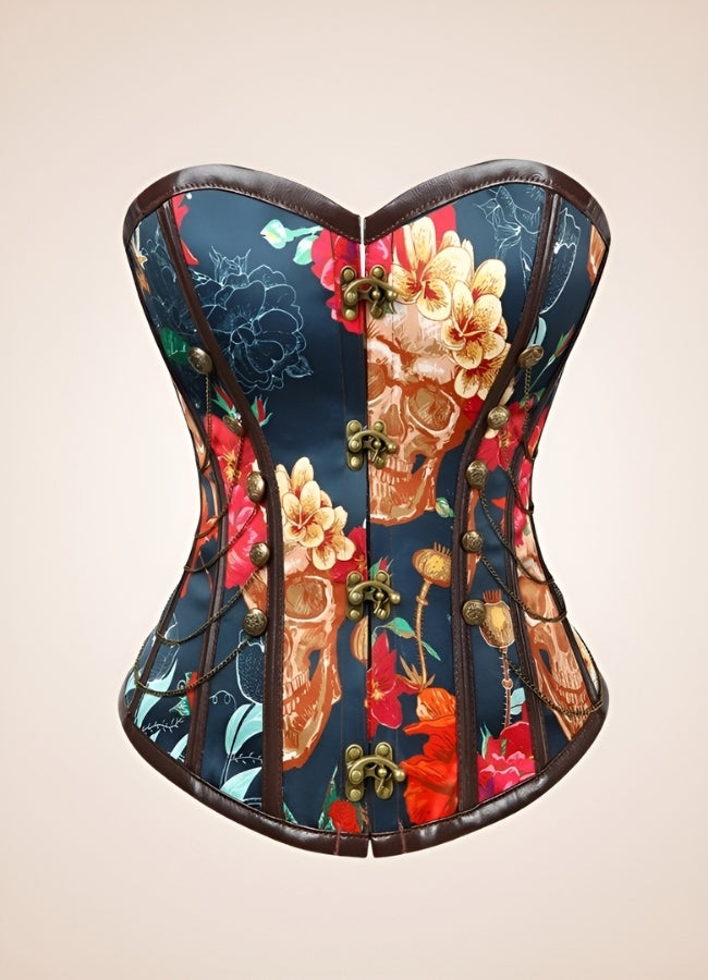 Steampunk Flower Print Corset UK