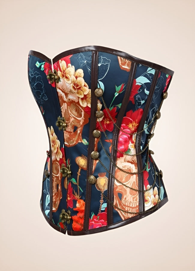 Steampunk Flower Print Corset UK