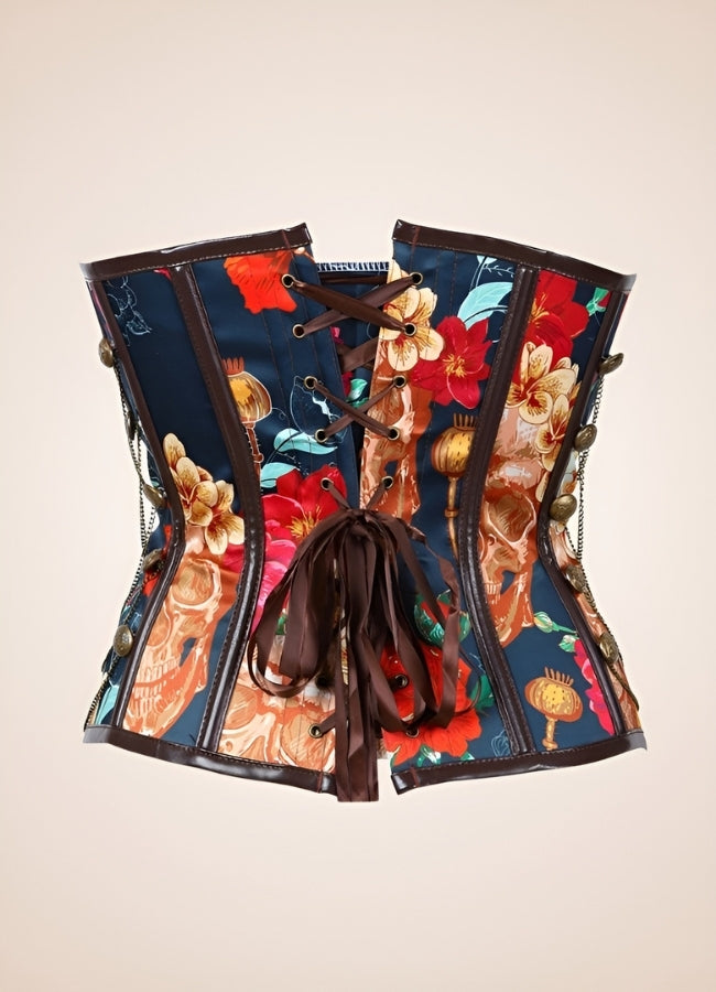Steampunk Flower Print Corset UK