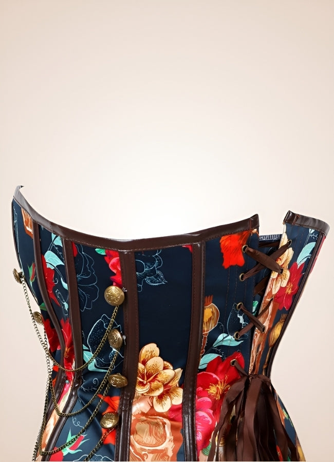 Steampunk Flower Print Corset UK