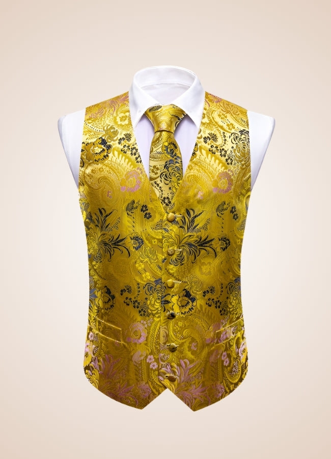 Steampunk Gold Pattern Suit Vest UK