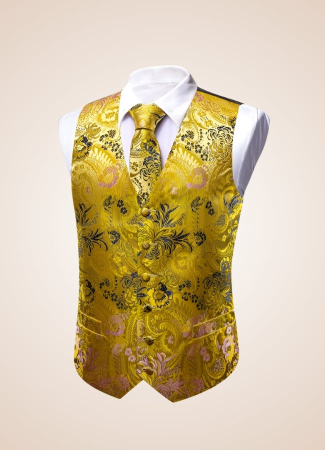 Steampunk Gold Pattern Suit Vest UK