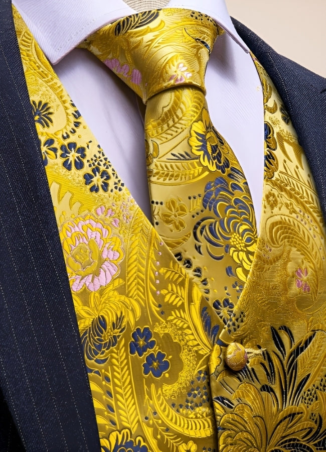 Steampunk Gold Pattern Suit Vest UK