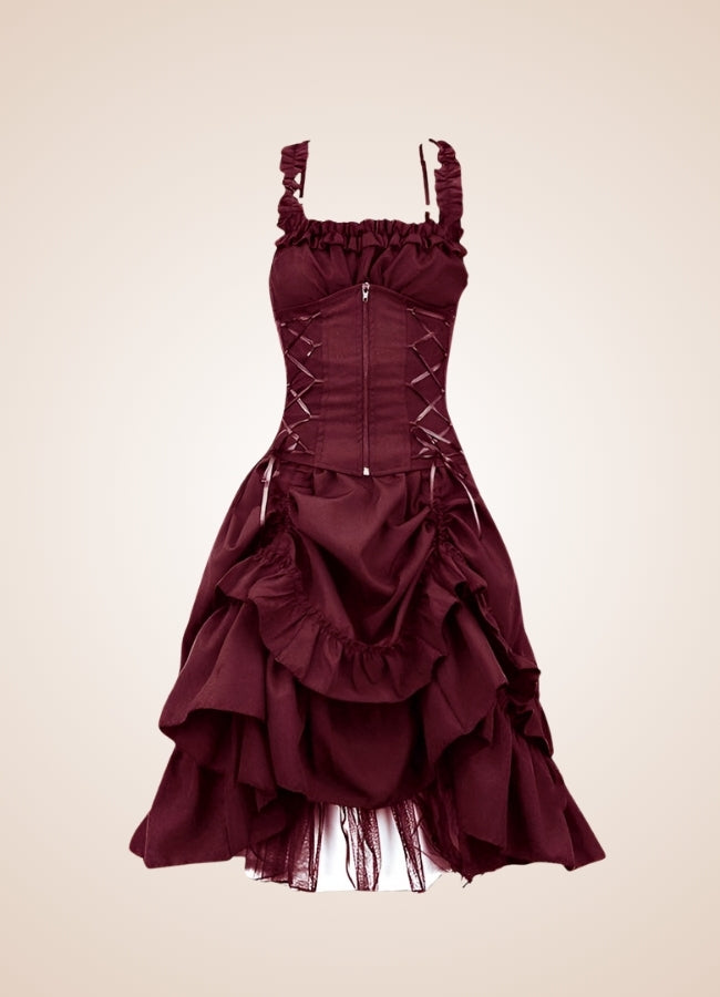 steampunk corset dress uk Black Red Steampunk Corset Dress Steampunk Fashion UK