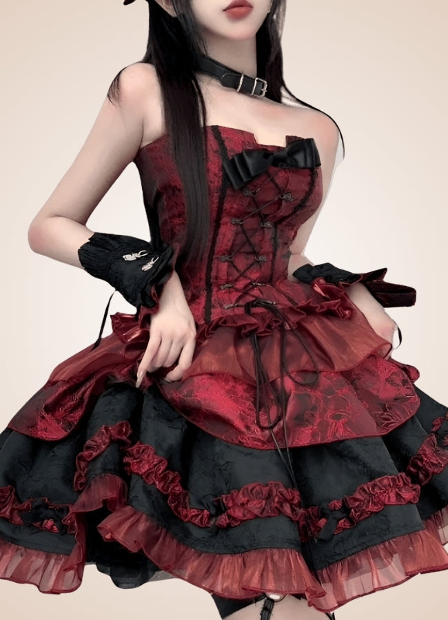 Steampunk Goth Ruffled Lolita Dress UK