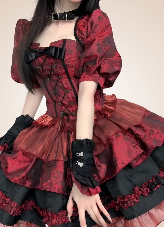 Steampunk Goth Ruffled Lolita Dress UK