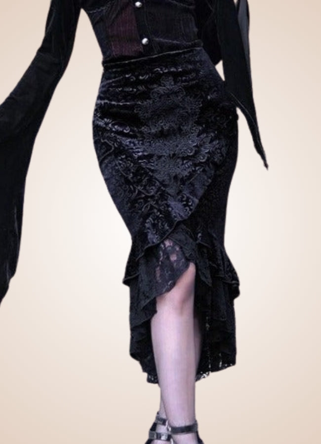 Steampunk Gothic Trumpet Skirt UK