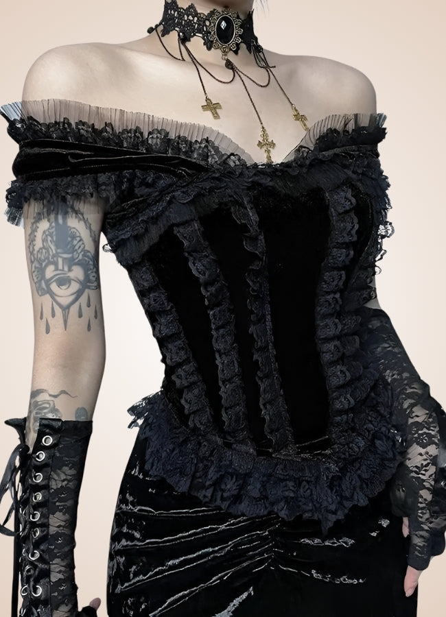 Steampunk Gothic Velvet Top UK