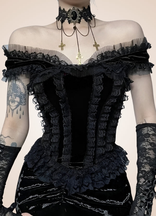 Steampunk Gothic Velvet Top UK