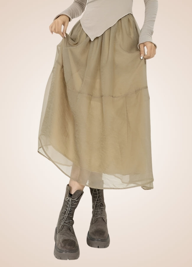 Steampunk Khaki Long Skirt UK