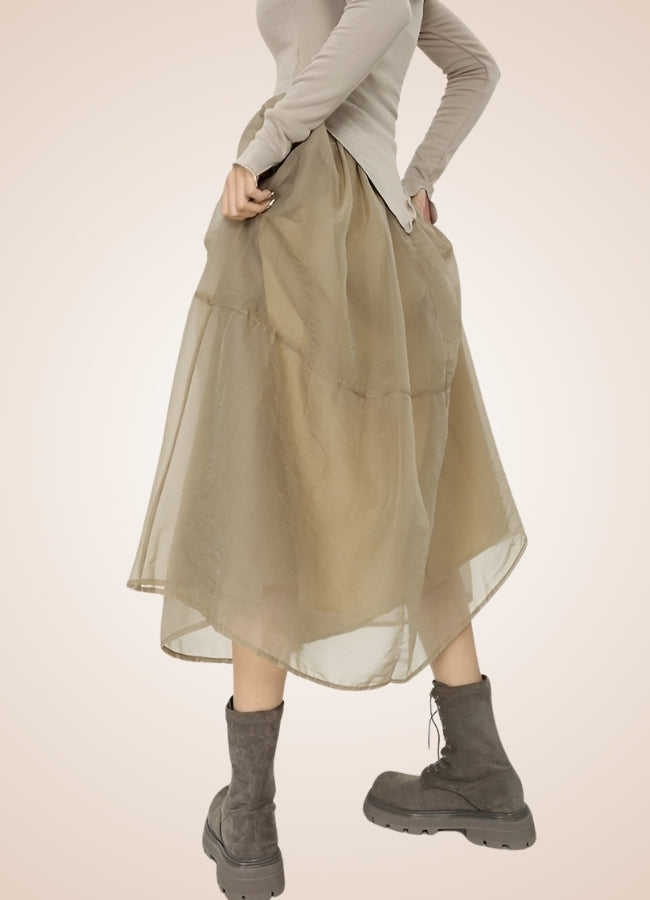 Steampunk Khaki Long Skirt UK