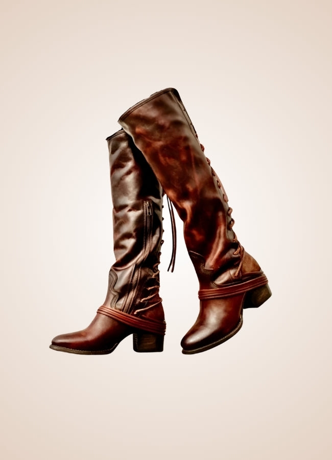Steampunk Knee High Lace Boots UK